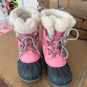 Cat & Jack Pink and Black Kids Snow Boots